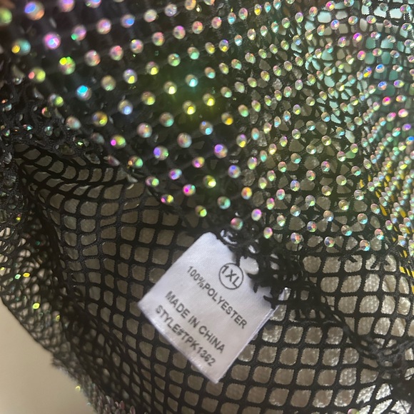 Fashion Nova, disco sparkly net crop top, size 1X - Picture 5 of 5